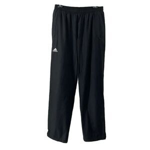 Adidas Black Track Pants Mens Size Medium Classic Swooshy Leg Zip Venting Active